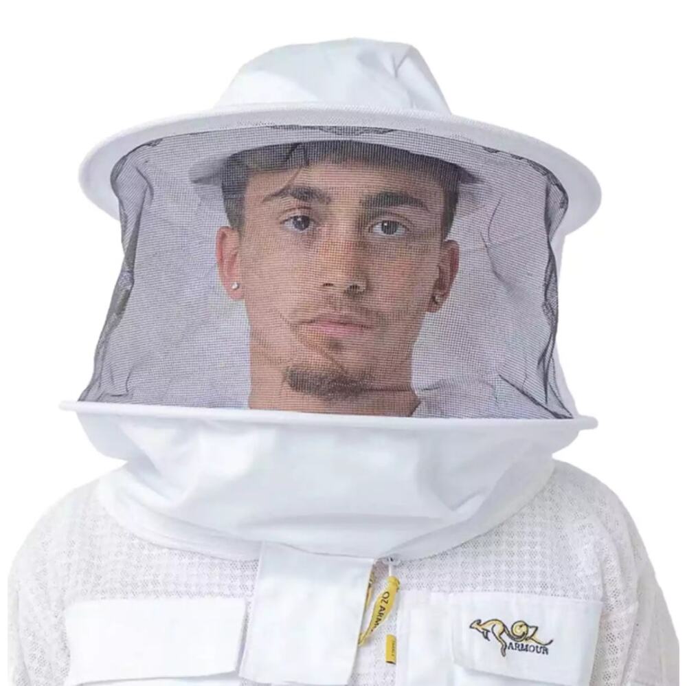 OZ Armour Spare Round Hat Beekeeping Veil With Zipper White